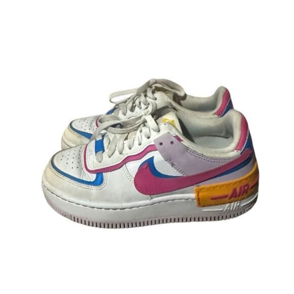 Nike Air Force Shadow White Alchemy Pink Blue Women's Size 6 Used AF1 - Picture 2 of 8